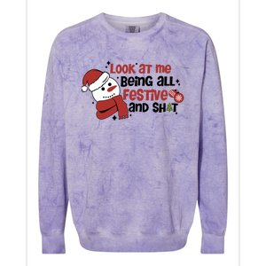 Retro Look At Me Being All Festive Funny Snowman Christmas Colorblast Crewneck Sweatshirt