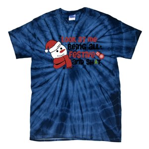 Retro Look At Me Being All Festive Funny Snowman Christmas Tie-Dye T-Shirt