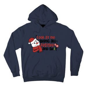 Retro Look At Me Being All Festive Funny Snowman Christmas Tall Hoodie