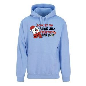 Retro Look At Me Being All Festive Funny Snowman Christmas Unisex Surf Hoodie