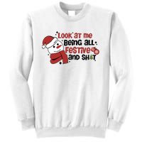 Retro Look At Me Being All Festive Funny Snowman Christmas Sweatshirt