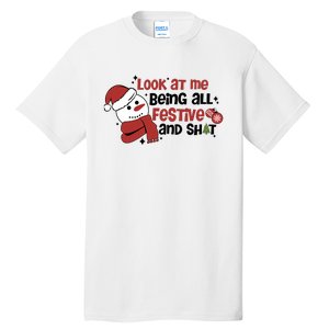 Retro Look At Me Being All Festive Funny Snowman Christmas Tall T-Shirt