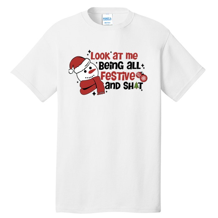 Retro Look At Me Being All Festive Funny Snowman Christmas Tall T-Shirt