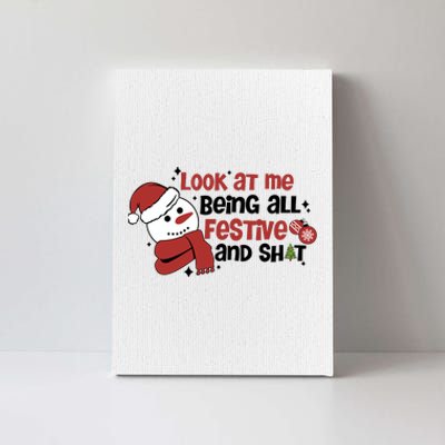 Retro Look At Me Being All Festive Funny Snowman Christmas Canvas