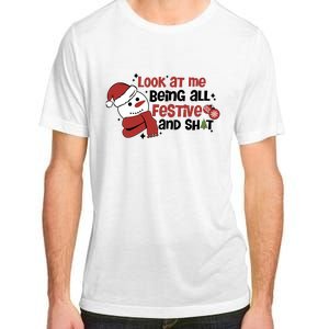 Retro Look At Me Being All Festive Funny Snowman Christmas Adult ChromaSoft Performance T-Shirt