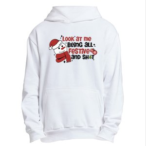 Retro Look At Me Being All Festive Funny Snowman Christmas Urban Pullover Hoodie