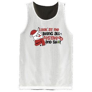 Retro Look At Me Being All Festive Funny Snowman Christmas Mesh Reversible Basketball Jersey Tank