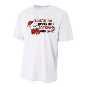 Retro Look At Me Being All Festive Funny Snowman Christmas Performance Sprint T-Shirt