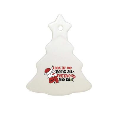 Retro Look At Me Being All Festive Funny Snowman Christmas Ceramic Tree Ornament