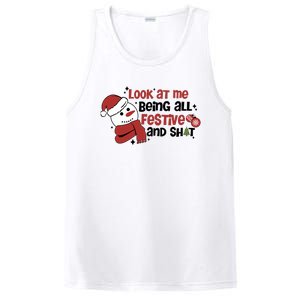 Retro Look At Me Being All Festive Funny Snowman Christmas PosiCharge Competitor Tank