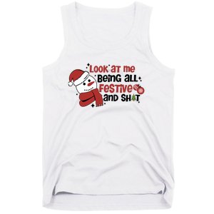 Retro Look At Me Being All Festive Funny Snowman Christmas Tank Top