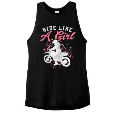 Ride Like A Girl Dirt Bike Motocross Motorcycle Women Gift Ladies PosiCharge Tri-Blend Wicking Tank