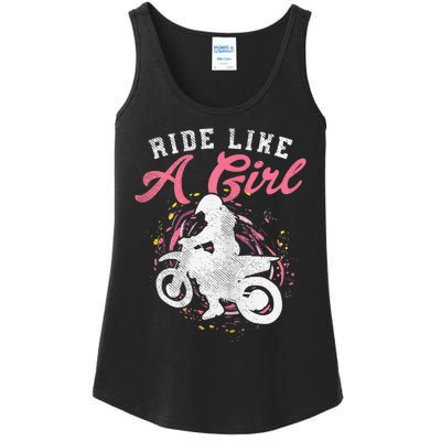 Ride Like A Girl Dirt Bike Motocross Motorcycle Women Gift Ladies Essential Tank