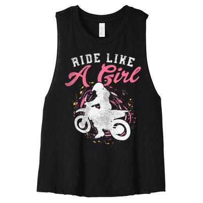 Ride Like A Girl Dirt Bike Motocross Motorcycle Women Gift Women's Racerback Cropped Tank