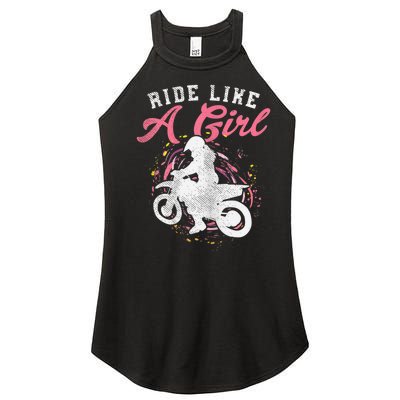 Ride Like A Girl Dirt Bike Motocross Motorcycle Women Gift Women’s Perfect Tri Rocker Tank