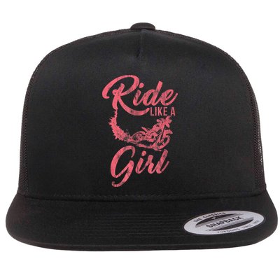 Ride Like A Girl Motocross Dirt Bike Rider Motorcycle Flatbill Hat