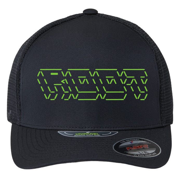 Root Linux ASCII Art Hacker Flexfit Unipanel Trucker Cap