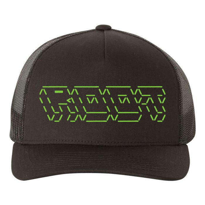 Root Linux ASCII Art Hacker Yupoong Adult 5-Panel Trucker Hat