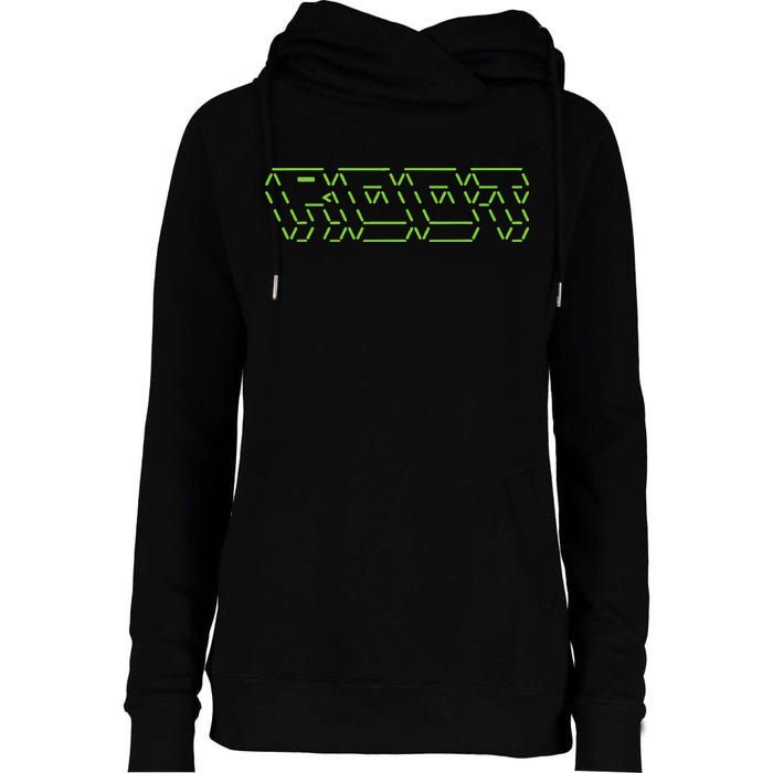 Root Linux ASCII Art Hacker Womens Funnel Neck Pullover Hood