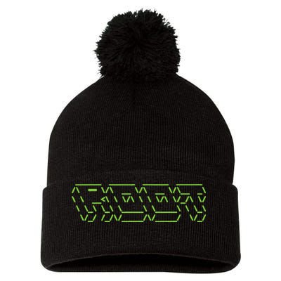 Root Linux ASCII Art Hacker Pom Pom 12in Knit Beanie