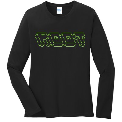 Root Linux ASCII Art Hacker Ladies Long Sleeve Shirt