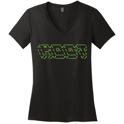 Root Linux ASCII Art Hacker Women's V-Neck T-Shirt