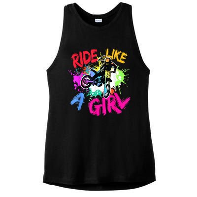 Ride Like A Girl Motocross Lovers Dirt Bike Biker Girl Gift Ladies PosiCharge Tri-Blend Wicking Tank