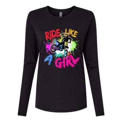 Ride Like A Girl Motocross Lovers Dirt Bike Biker Girl Gift Womens Cotton Relaxed Long Sleeve T-Shirt