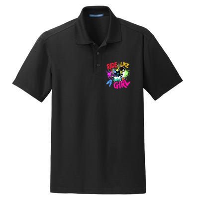 Ride Like A Girl Motocross Lovers Dirt Bike Biker Girl Gift Dry Zone Grid Polo
