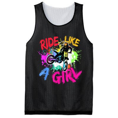 Ride Like A Girl Motocross Lovers Dirt Bike Biker Girl Gift Mesh Reversible Basketball Jersey Tank