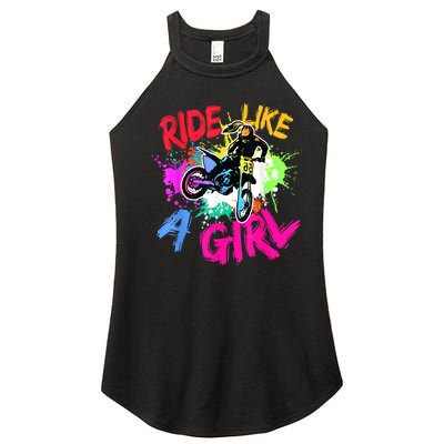 Ride Like A Girl Motocross Lovers Dirt Bike Biker Girl Gift Women’s Perfect Tri Rocker Tank