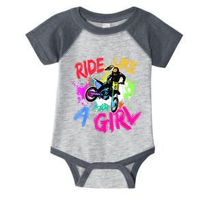 Ride Like A Girl Motocross Lovers Dirt Bike Biker Girl Gift Infant Baby Jersey Bodysuit