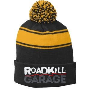 Roadkill Logo Adult Stripe Pom Pom Beanie