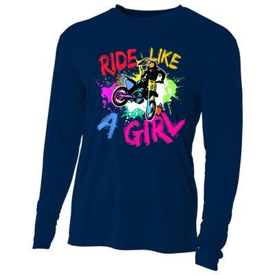 Ride Like A Girl Motocross Lovers Dirt Bike Biker Girl Gift Cooling Performance Long Sleeve Crew