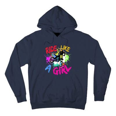 Ride Like A Girl Motocross Lovers Dirt Bike Biker Girl Gift Tall Hoodie