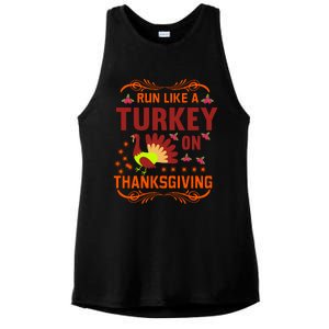 Run Like A Turkey! Turkey Trot 2024 Ladies PosiCharge Tri-Blend Wicking Tank