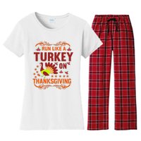 Run Like A Turkey! Turkey Trot 2024 Women's Flannel Pajama Set