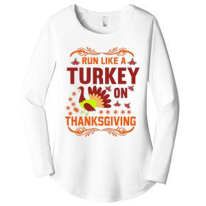 Run Like A Turkey! Turkey Trot 2024 Women's Perfect Tri Tunic Long Sleeve Shirt