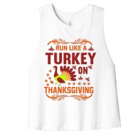 Run Like A Turkey! Turkey Trot 2024 Women's Racerback Cropped Tank