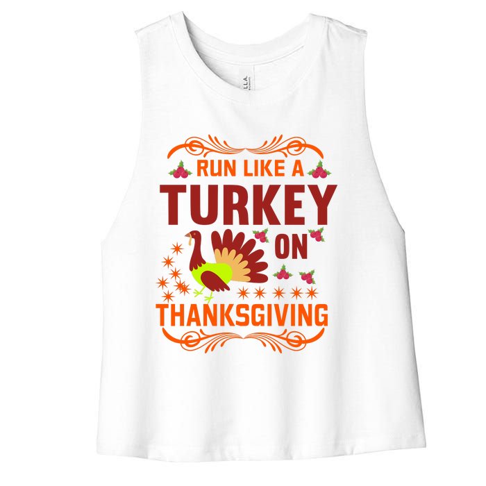 Run Like A Turkey! Turkey Trot 2024 Women's Racerback Cropped Tank