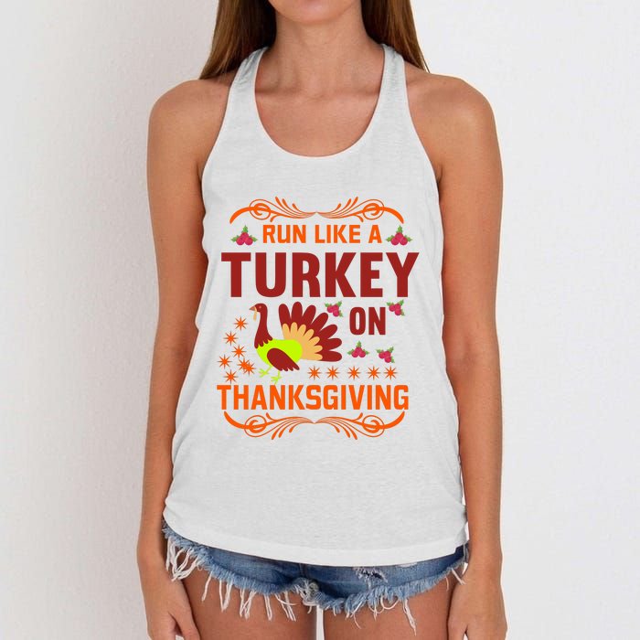 Run Like A Turkey! Turkey Trot 2024 Women's Knotted Racerback Tank