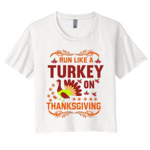 Run Like A Turkey! Turkey Trot 2024 Women's Crop Top Tee