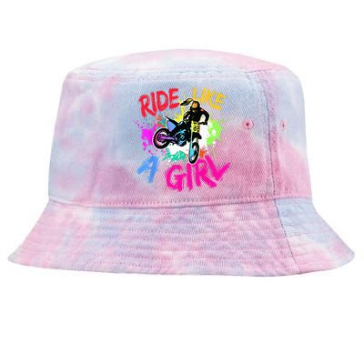 Ride Like A Girl Motocross Lovers Dirt Bike Biker Girl Gift Tie-Dyed Bucket Hat