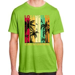 Retro Los Angeles California Palm Tree Stripes Adult ChromaSoft Performance T-Shirt