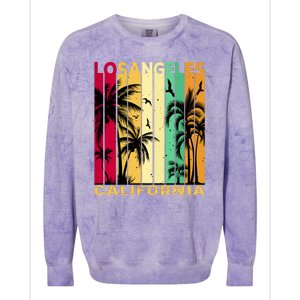 Retro Los Angeles California Palm Tree Stripes Colorblast Crewneck Sweatshirt