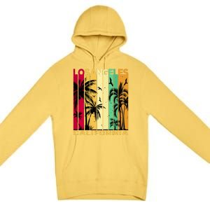 Retro Los Angeles California Palm Tree Stripes Premium Pullover Hoodie