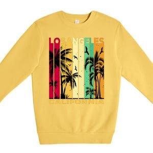 Retro Los Angeles California Palm Tree Stripes Premium Crewneck Sweatshirt