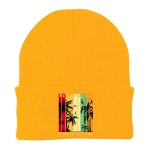 Retro Los Angeles California Palm Tree Stripes Knit Cap Winter Beanie