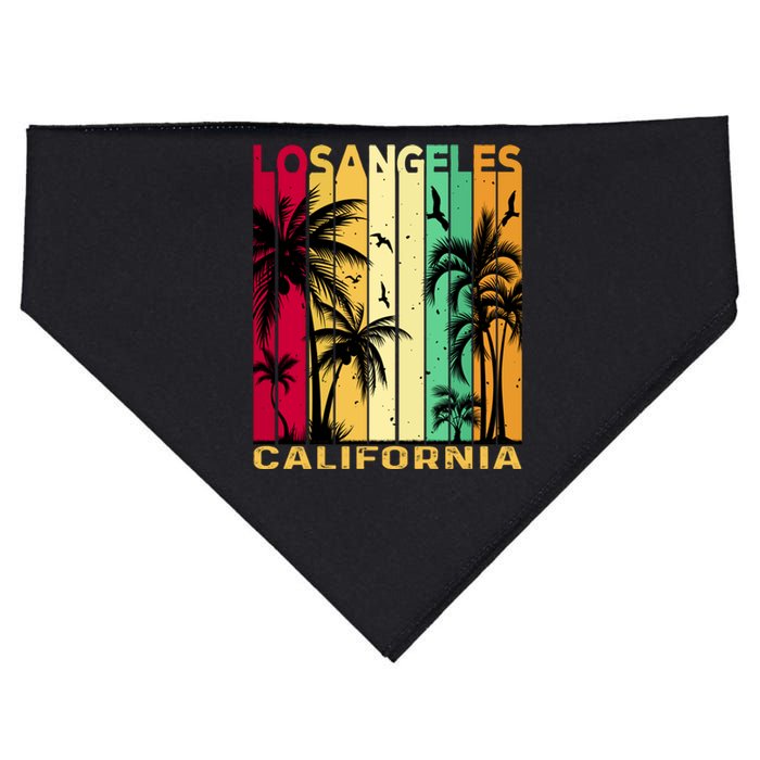 Retro Los Angeles California Palm Tree Stripes USA-Made Doggie Bandana