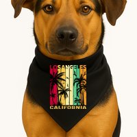 Retro Los Angeles California Palm Tree Stripes USA-Made Doggie Bandana